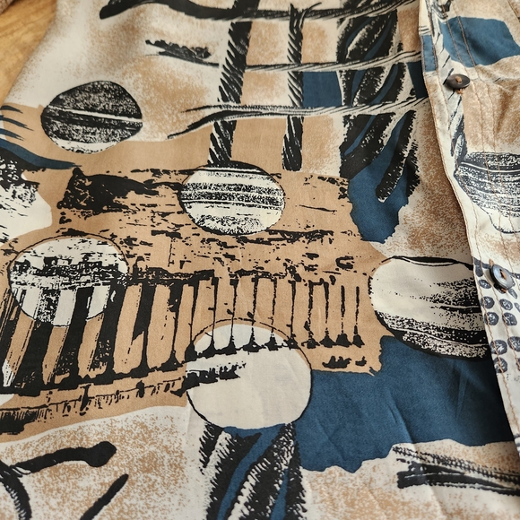 Vintage Expressions World Wide Havana Men's Abstract Print Shirt - Picture 9 of 12